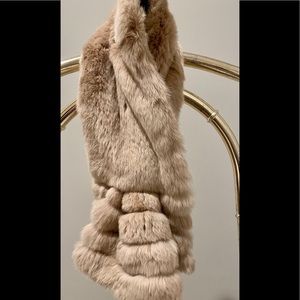 FERRAGAMO tan fur pull through scarf